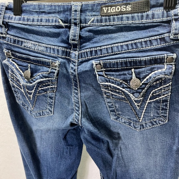 Vigoss Slim Boot cut Heritage Fit Jeans Womens 2 Blue Denim Stretch Flap 2030 - Picture 1 of 12